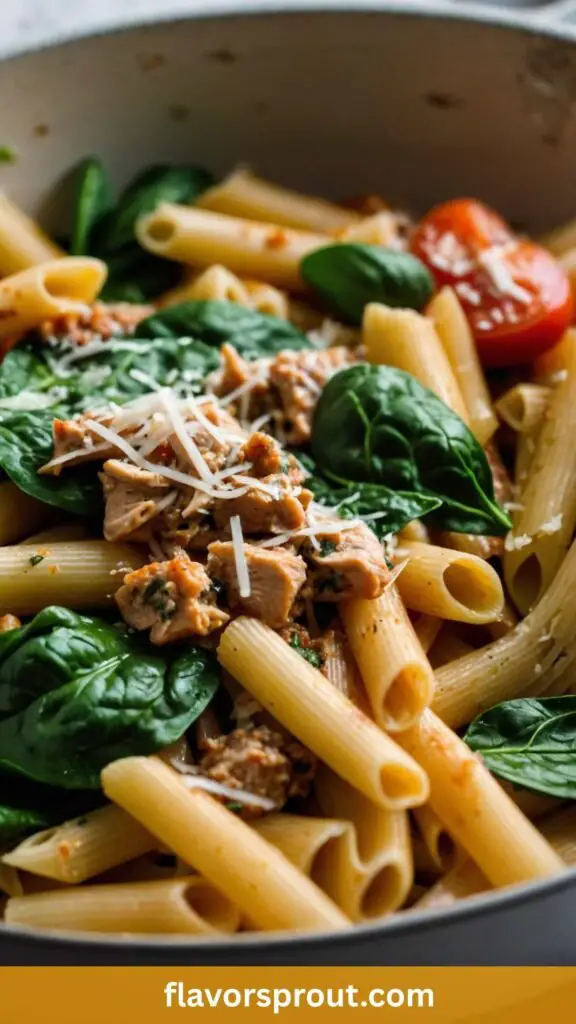 How to make One Pot Penne Pasta with Turkey and Spinach