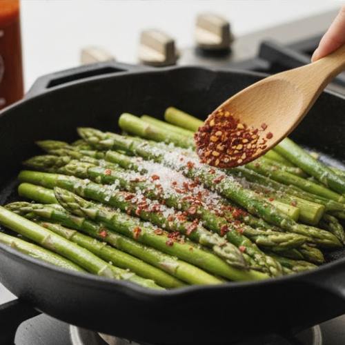 Step 4: Add the Spices and Asparagus