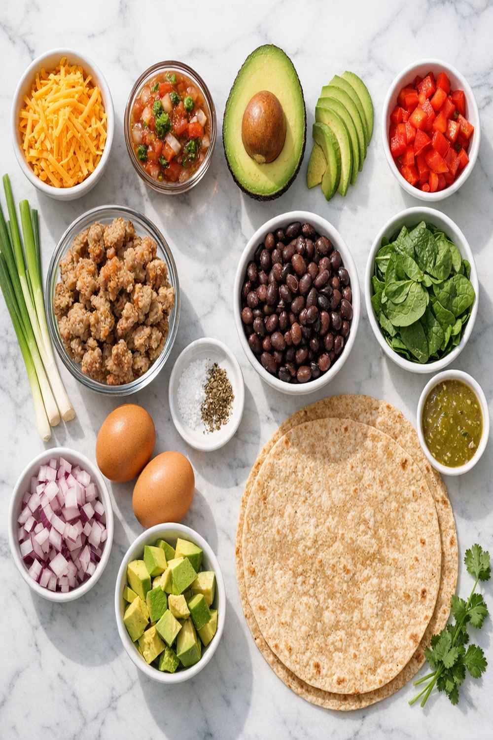 Healthy Breakfast Burrito Recipe ingredients