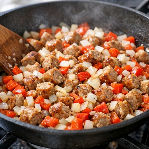 Step 2: Add Sausage, Onion, and Pepper